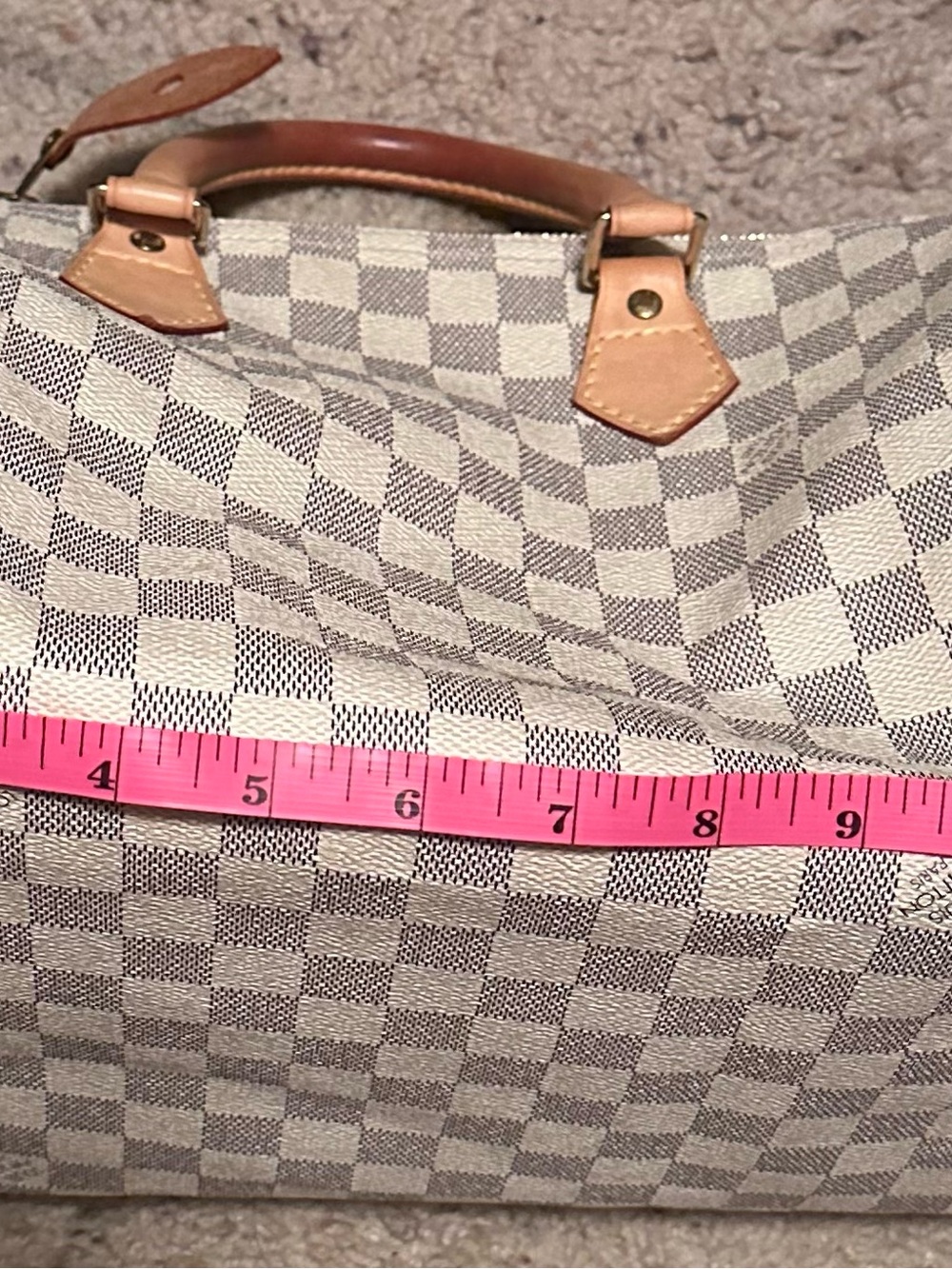 Louis Vuitton Damier Azur Speedy Satchel in Cream and Light Blue - Picture 7 of 10